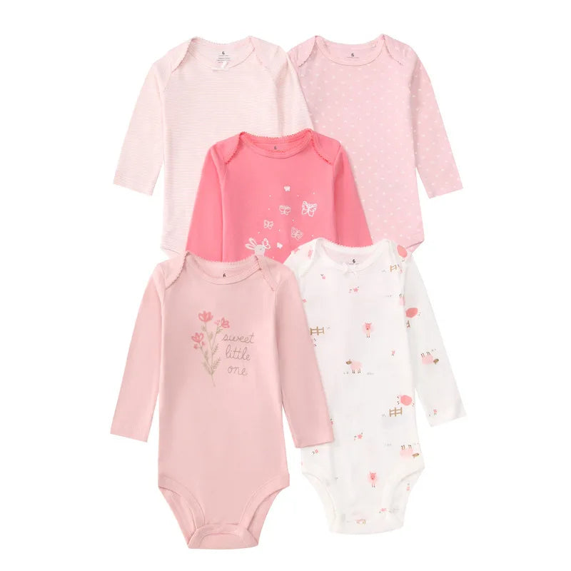 2026 New Baby Bodysuit 5PCS/Lot infantil Jumpsuit Boy Girls Clothes Long Sleeve 100% Newborn Body Bebe Clothing kids Costume