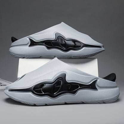 Sports-style Non-slip Deodorizing Thick-soled Shark Slippers For Home Use