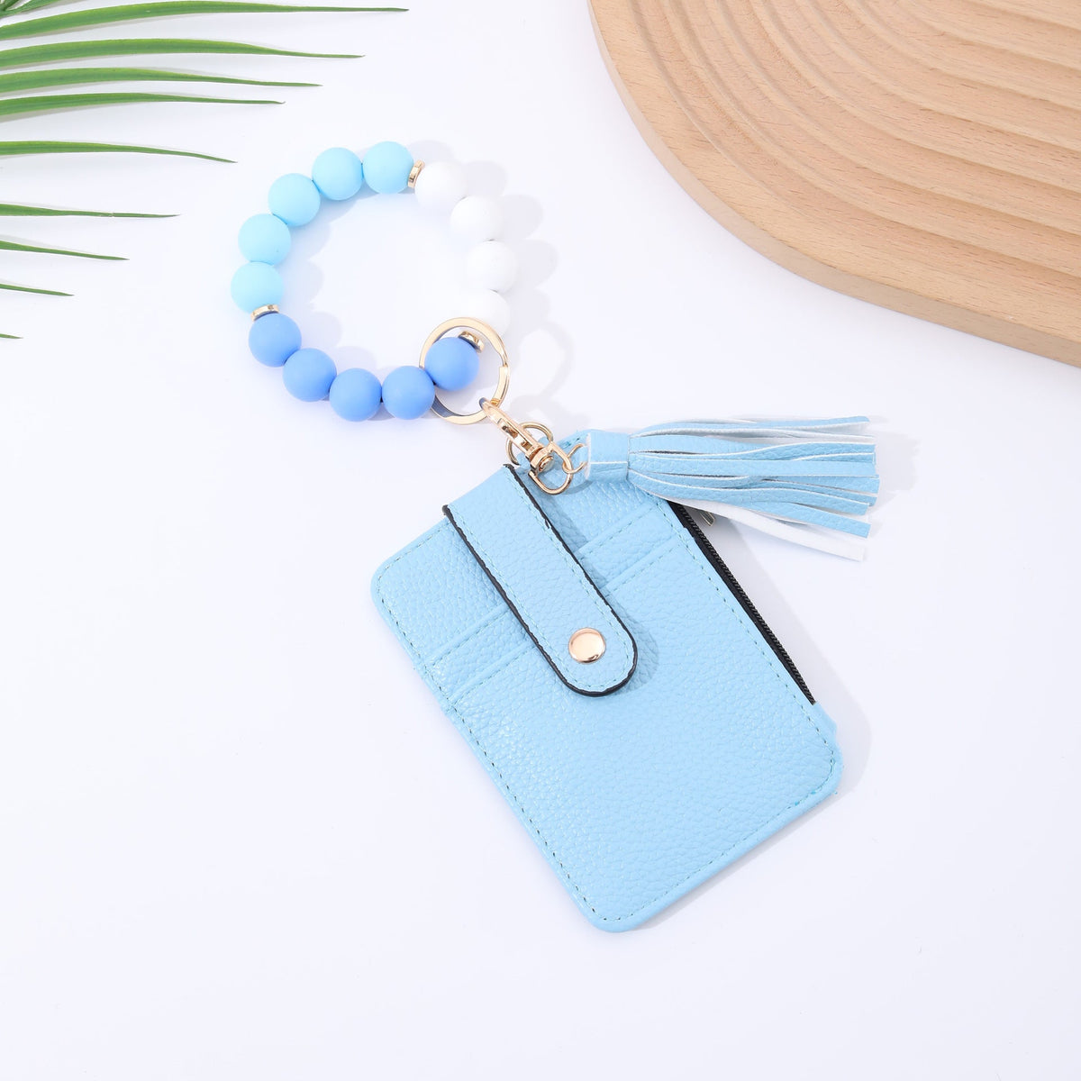 Silicone Bead Bracelet Leather Wallet