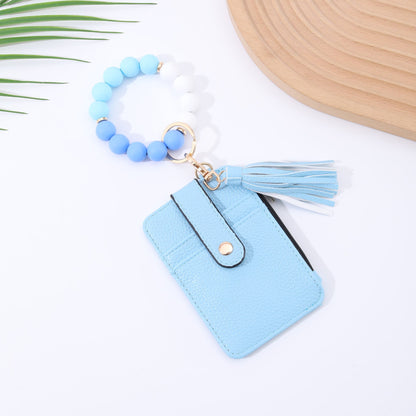 Silicone Bead Bracelet Leather Wallet