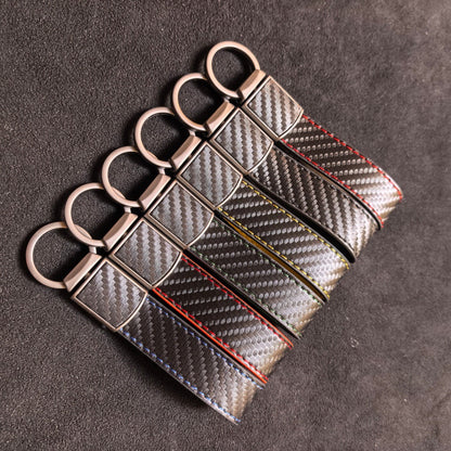 Carbon-fiber-pattern Car Keychain Pendant