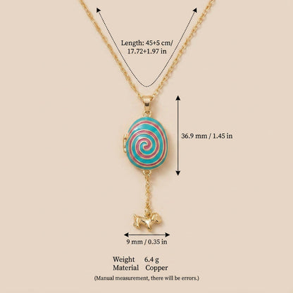 Colorful Dripped-Oil Egg Tumbler Puppy Pendant Necklace
