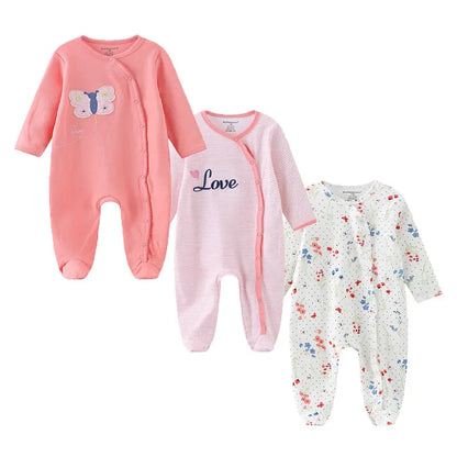 Kiddiezoom 3 Pcs/Lot Autumn Winter Unisex Cartoon Long Sleeve Baby Boy Girl Romper 100%Cotton Soft Newborn Jumpsuits Clothing