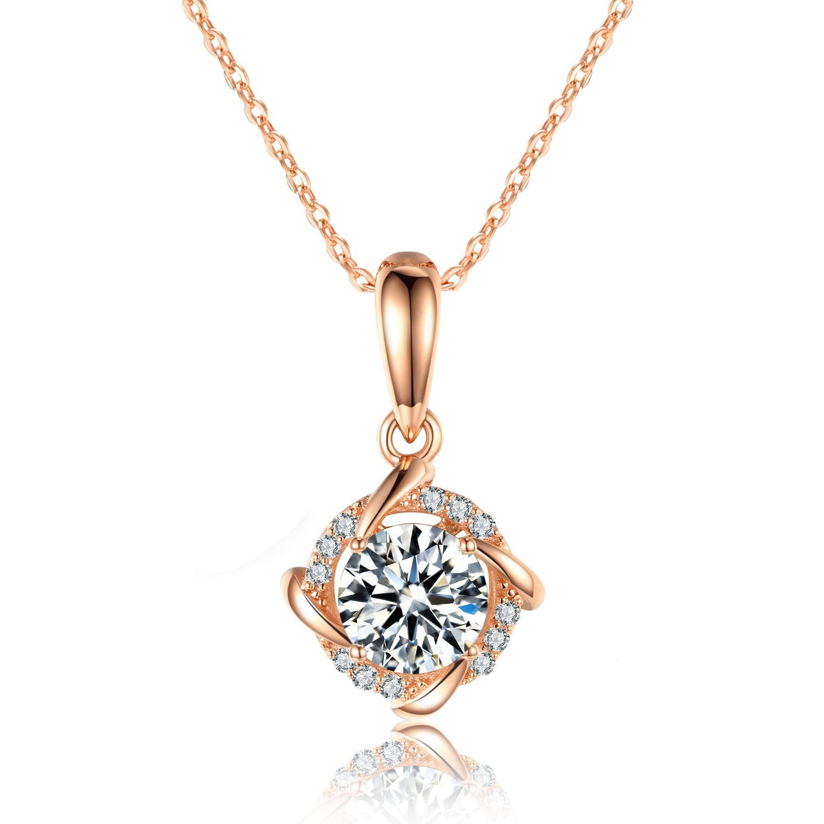 S925 Sterling Silver 1ct D-VVS1 Moissanite Necklace, Twisted Pendant Design, Platinum Plated 40&45cm Chain, GRA Certified Jewelry Gift Box