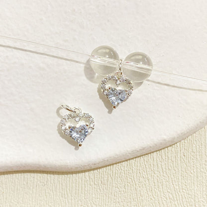 Color-protecting 14K Gold Inlaid Zircon Heart Christmas Bow And Bell Pendant