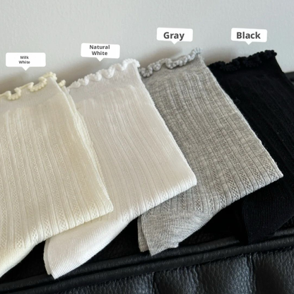 Socks-Dark grain wooden ears-White-1 pair
