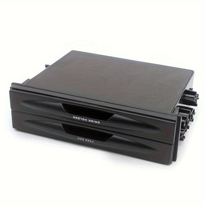 Single Din Radio Pocket, 2 In 1 Car Radio Storage Box Multi Purpose ABS Universal 1DIN 2 Layer Black Cup Holder