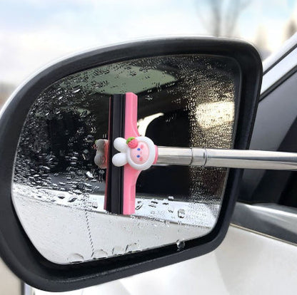 Car Rearview Mirror Wiper Retractable Portable Rainy Cleaning Supplies Rearview Mirror Water Remover Glass Rain Cleaning Tool