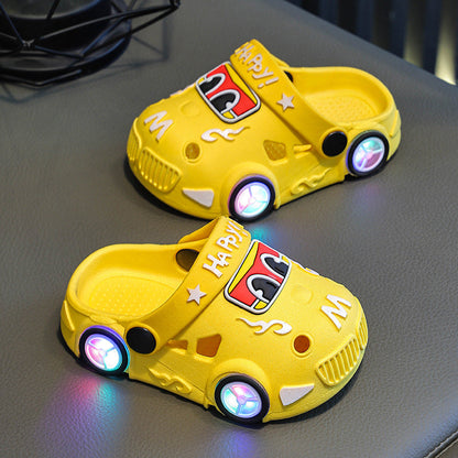 Childrens Car-Shaped Glowing Non-Slip Soft-Soled Slippers