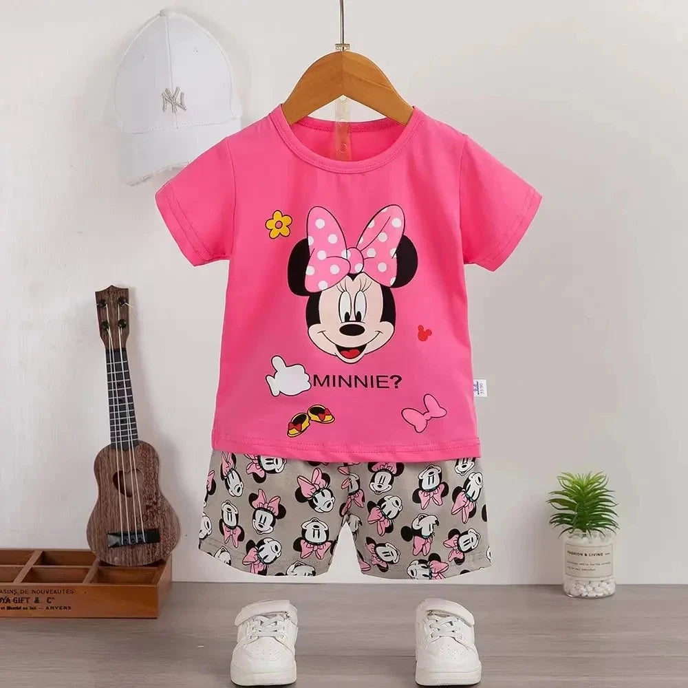 Baby Girl Summer Outfit Set Short Sleeve T-shirt And Shorts Children's Clothing Ages 0-4T