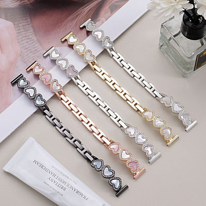 Loving-Heart Shell Metal Watch Strap