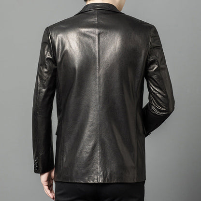High-end Oil-Waxed Sheepskin Fashionable Casual Blazer