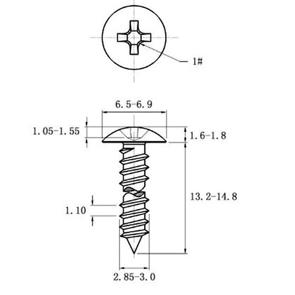 Stainless Steel Cross Big Head Self-tapping Screw Mushroom-shaped Haircut Round Head