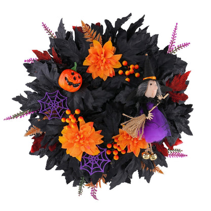 Witch Pumpkin Halloween Wreath Decoration