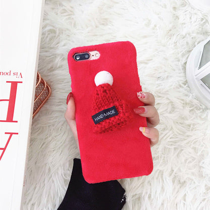 Compatible with Apple, Compatible with Apple , New plush hats iPhone7/8plus Christmas mobile phone