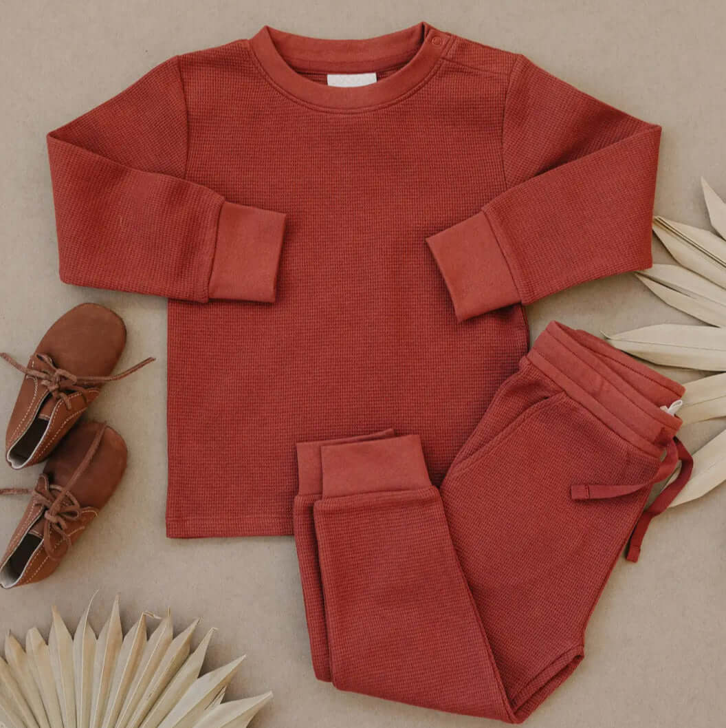 Organic Cotton Waffle Knit Little Explorer Joggers