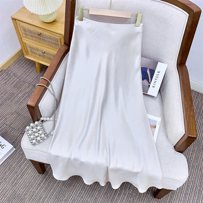 Water-wave-patterned Midi Skirt