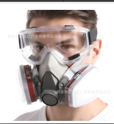 Gray-White Dual-Cartridge Respirator Mask