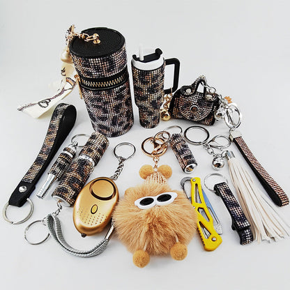 Diamond-Embellished Creative Portable 12-Piece Keychain Set