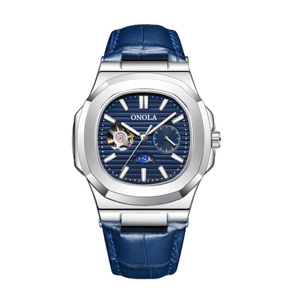 High-Quality Mechanical Watch Sun Moon And Stars Design Waterproof Leather Strap