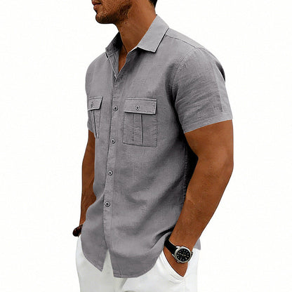 American-style Casual Loose-fit T-shirt With Two Pockets