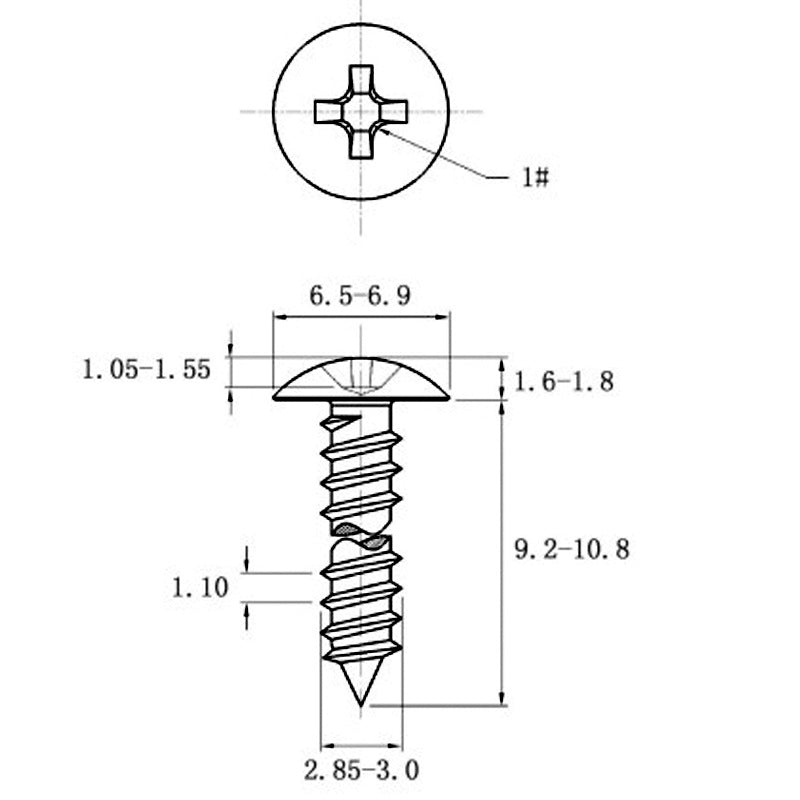 Stainless Steel Cross Big Head Self-tapping Screw Mushroom-shaped Haircut Round Head