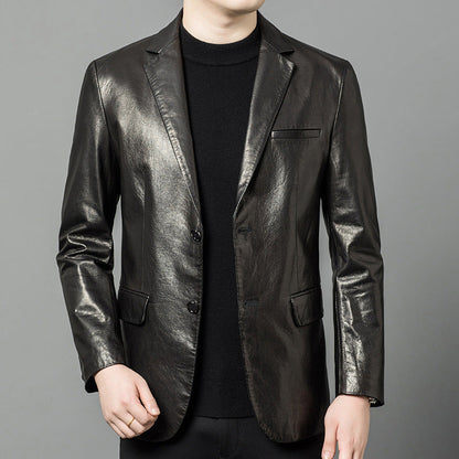 High-end Oil-Waxed Sheepskin Fashionable Casual Blazer
