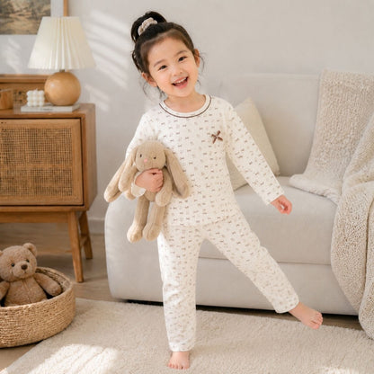 SpringAutumn Boneless Boys And Girls Autumn Top And Pants Set 7A Antibacterial Underwear Set