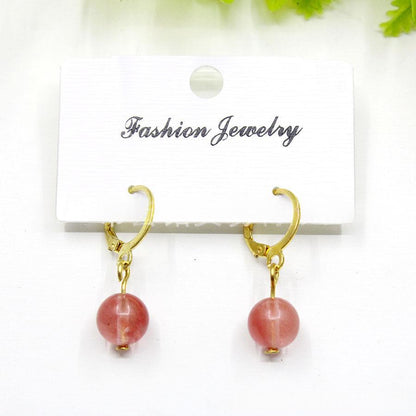 Natural Stone Silver Glittering Amethyst Earrings