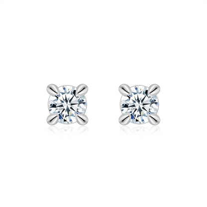 S925 Sterling Silver Moissanite Stud Earrings, 0.5&2ct D-VVS1 4-Prong Basket Pave With Screw Backs, GRA Certificate Gift Box