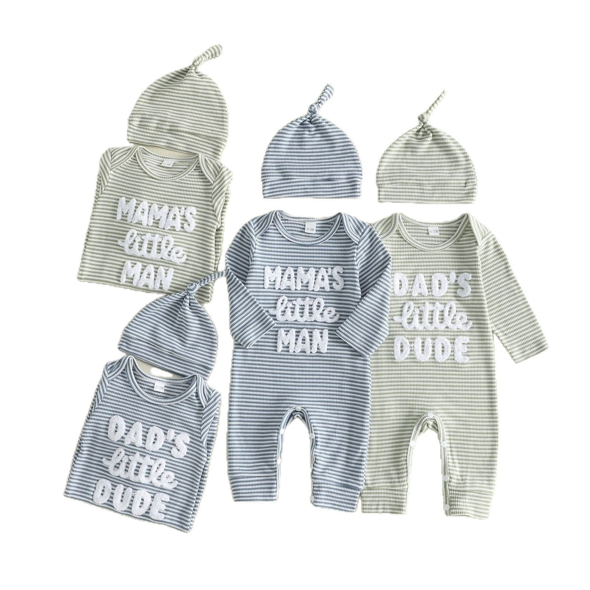 Baby Boygirl Towel-embroidered Striped Long-sleeve Onesie With Hood