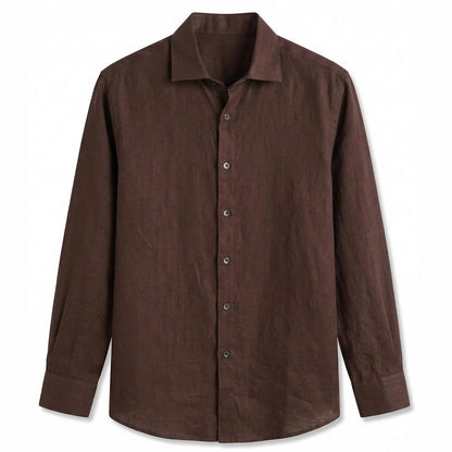 French-style Luxury Pure Linen Long-sleeve Shirt In The Old-money Aesthetic