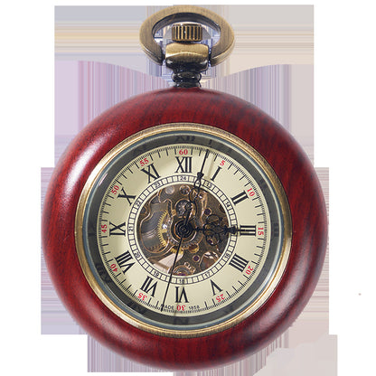 Small Mahogany Automatic Mechanical Pocket Watch