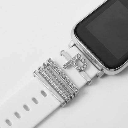 Suitable For Silicone Strap With Diamonds 26 English Letters Fashion Alloy Strap