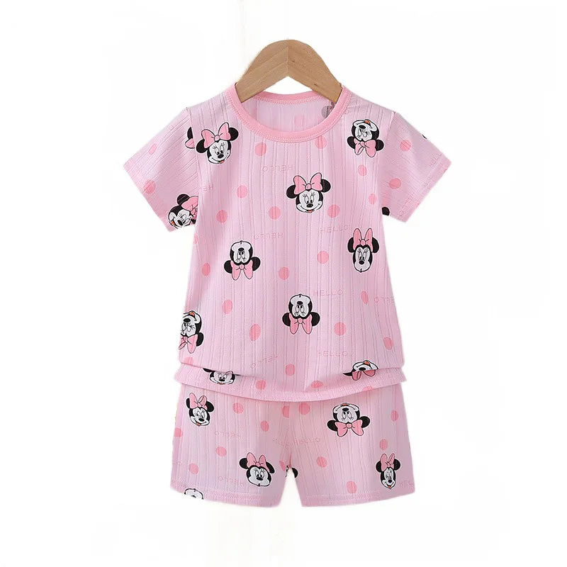 Baby Girl Summer Outfit Set Short Sleeve T-shirt And Shorts Children's Clothing Ages 0-4T