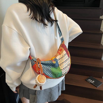 Textured Casual Personalized Fabric Bag Fashionable Single-shoulder Crossbody Bag