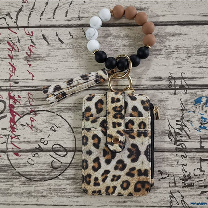 Silicone Bead Bracelet Leather Wallet