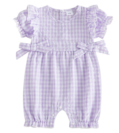 Summer New Arrival Baby Girls Plaid Onesie