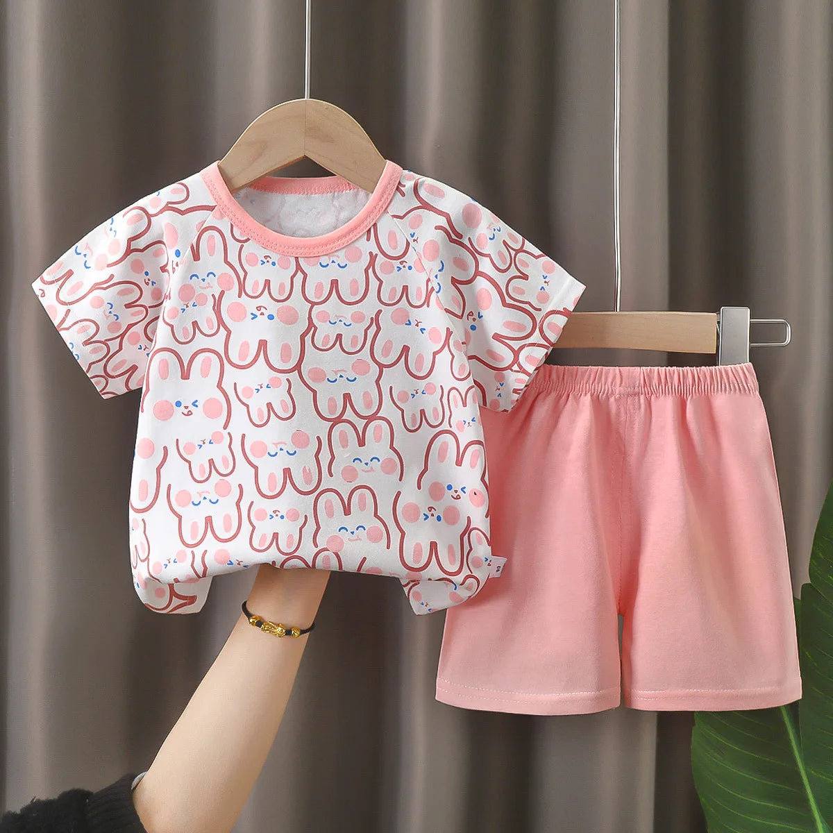 Baby Girl Summer Outfit Set Short Sleeve T-shirt And Shorts Children's Clothing Ages 0-4T