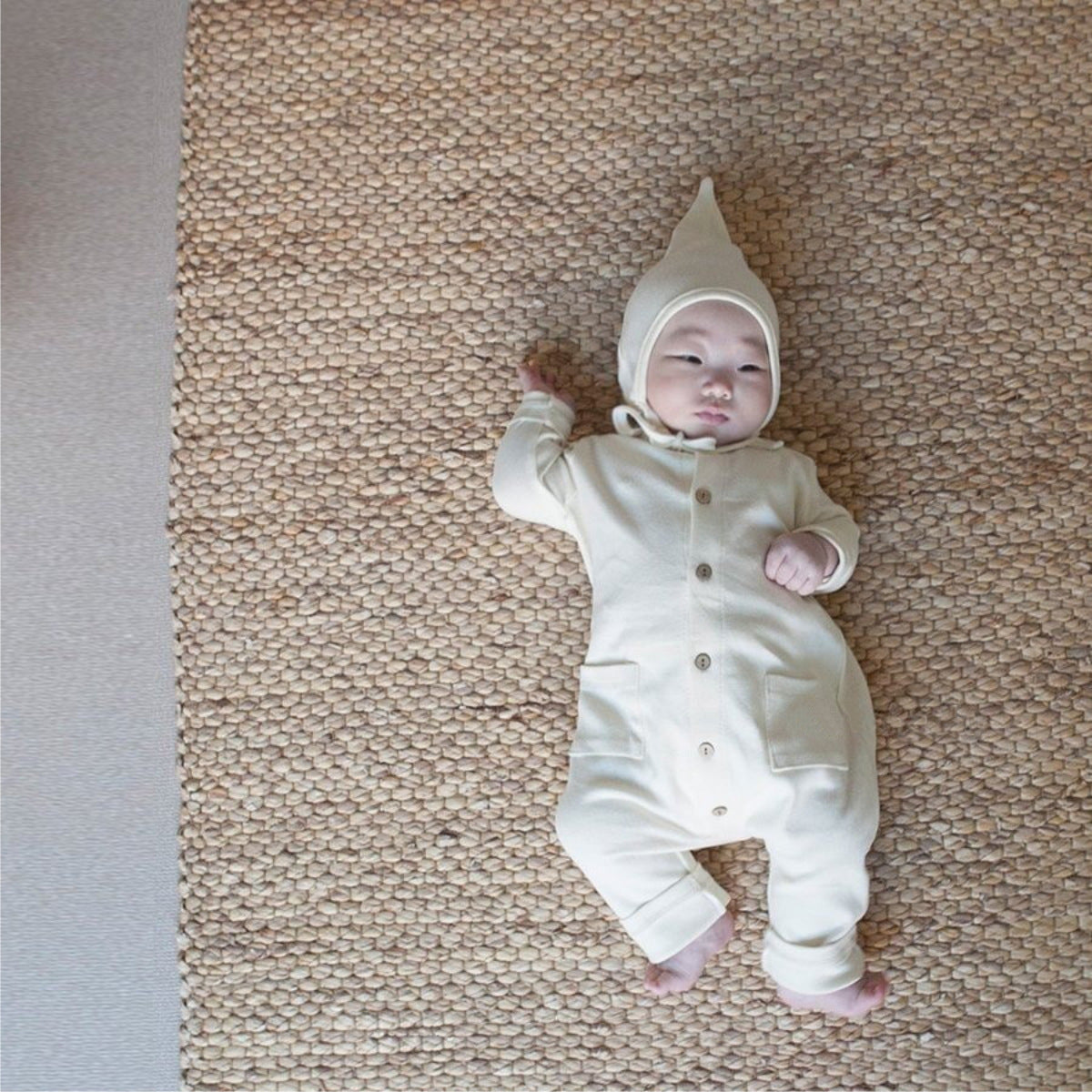 Solid-color Pocketed Chest-opening Baby Romper