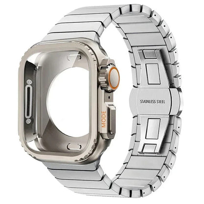 One-piece Butterfly-clasp Stainless Steel Metal Watch Strap
