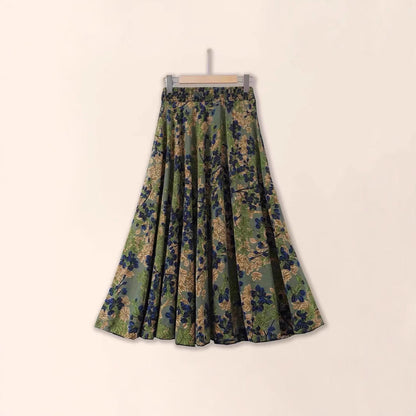 Slimming Pleated Floral Midi Dress