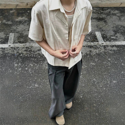 Versatile Casual Hand-stitched Short-sleeve Shirt