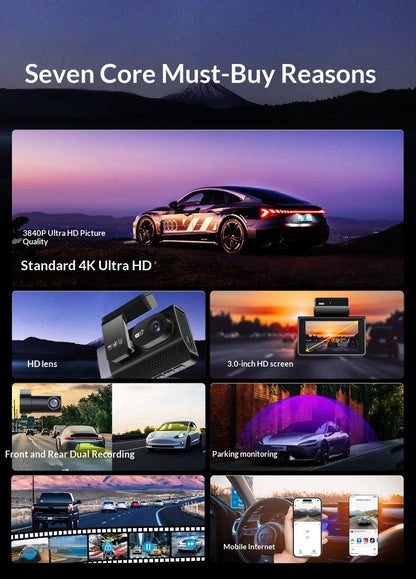 High-definition Car 4K Front And Rear Dual-recording In-vehicle Dashcam
