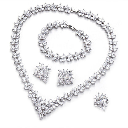 The Dazzling Set Is Handcrafted With Copper And Set With Zircon Stones.