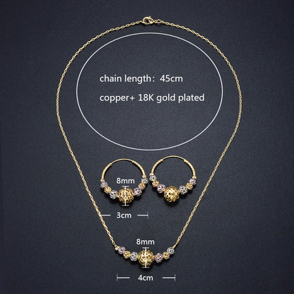 Multicolor Cutout Round Beads Necklace And Earrings Suite Necklace Jewelry