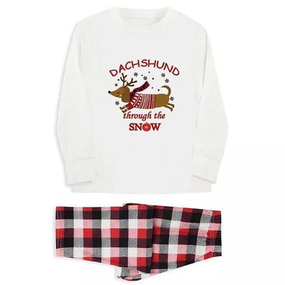 Parent-child Elk Pattern Plaid Pants Christmas Suit Long Sleeve