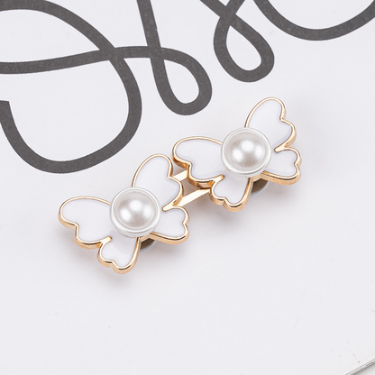 Pearl butterfly waist buckle-pink-alloy-1 pair