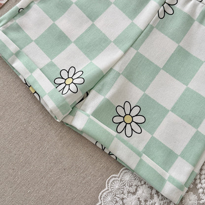 Childrens New Summer Checkered Suspender Pants For Babies