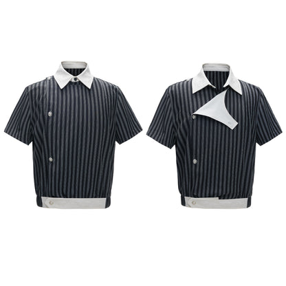 Embroidered Luxurious Short-sleeve T-shirt With A Slanted Placket